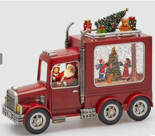 EDG Enzo De Gasperi Decoro Furgone Babbo Natale H 21,5 Cm L 28 Cm L 9 Cm Musica, Mov. Led Red