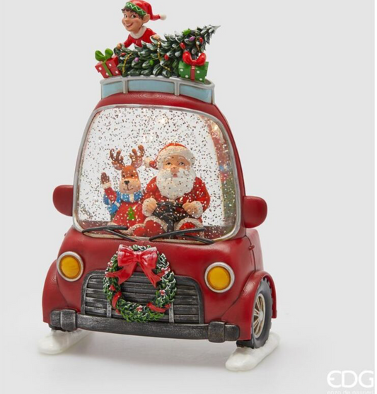 EDG Decorazione Babbo Batale Con Renna In Auto 26 Cm