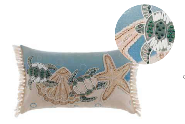 Blanc Mariclo' Cuscino Decorativo Stampato e Ricamato Collection Vista Mare