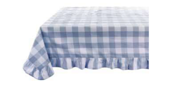 Blanc Mariclò Tovaglia a quadretti in misto cotone avorio/blu "Bolgheri" 160x200 cm