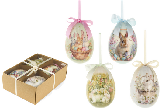 Nuvole di stoffa – Set 4 decorazioni uova in polistirolo Pepen con scatola | Decorazioni eleganti