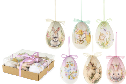 Nuvole di stoffa – Set 6 decorazioni uova in polistirolo h 10 Pepen con scatola | Decorazioni eleganti