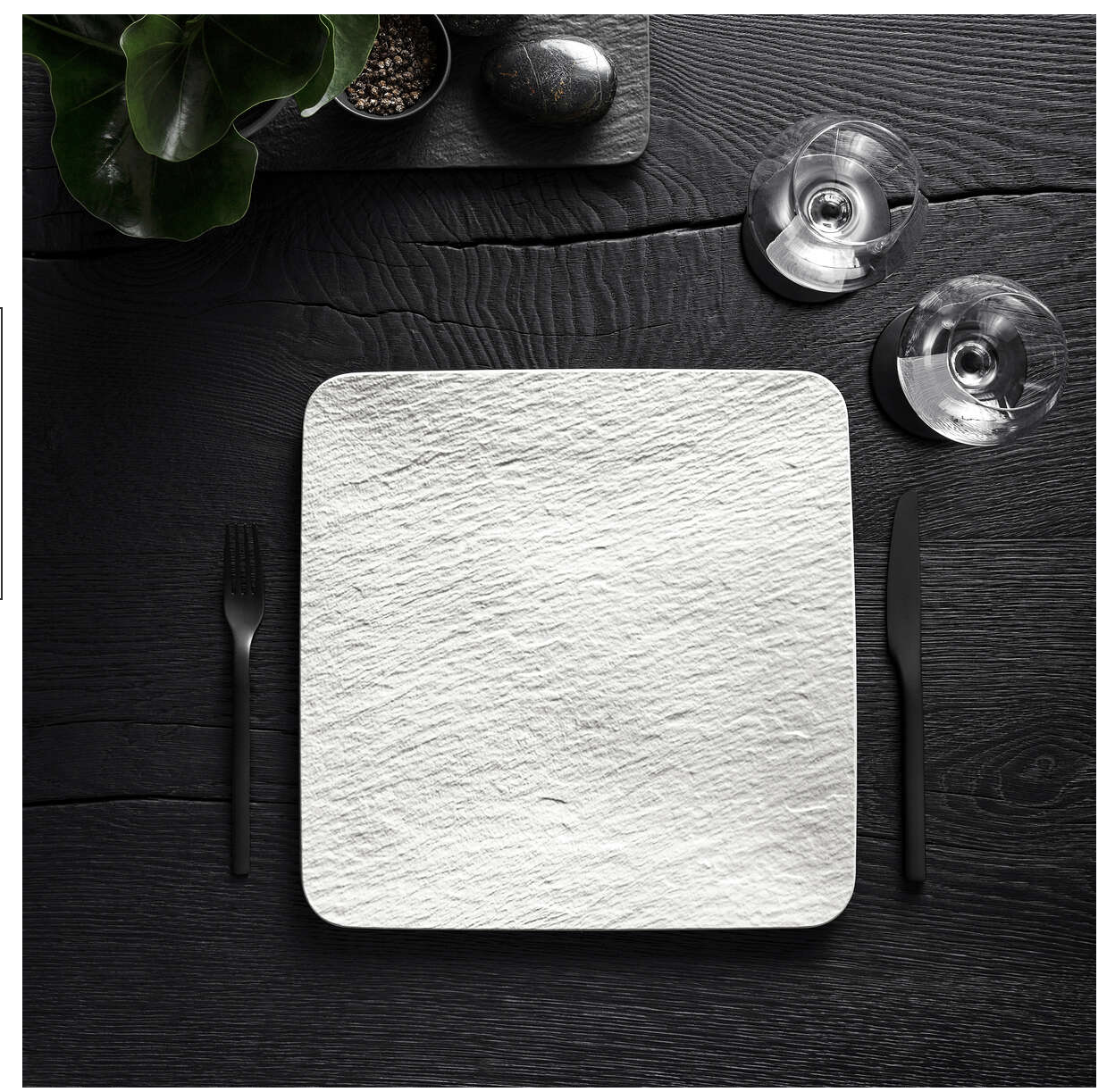 Manufacture Rock Blanc, Piatto Portata Quadrato 32,5cm