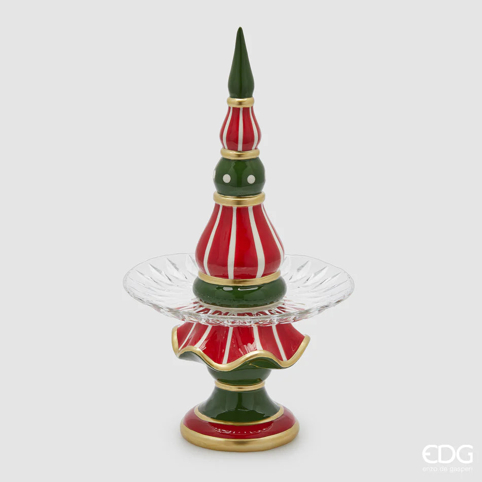 EDG · Enzo De Gasperi · Alzata Natalizia Pino Topiary Spicchi · H 44 cm