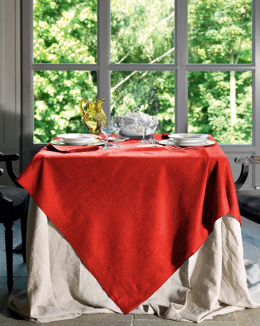 TESSITURA TOSCANA TELERIE  Tovaglia Tiziano 85x85 cm Rosso