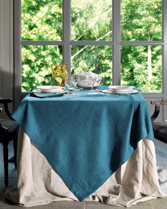 TESSITURA TOSCANA TELERIE  Tovaglia Tiziano 85x85 cm Blu