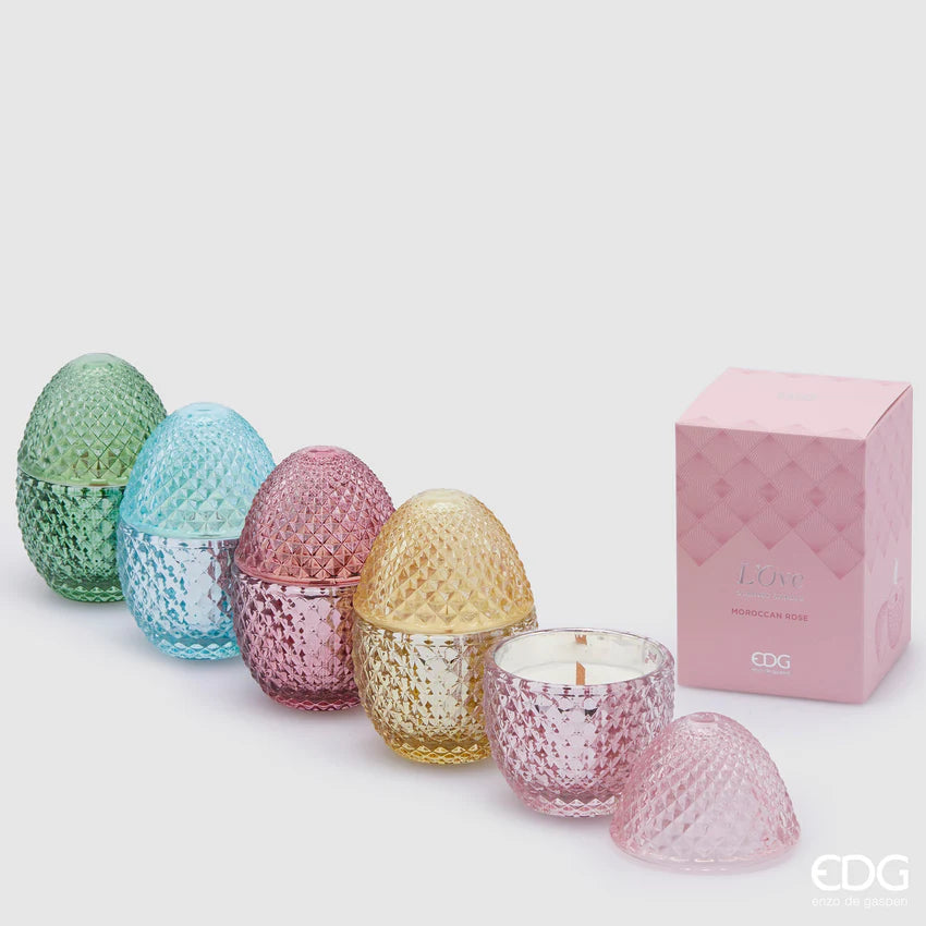 EDG Enzo de Gasperi Candela Uovo Ninfea e Muschio H12 D8 cm