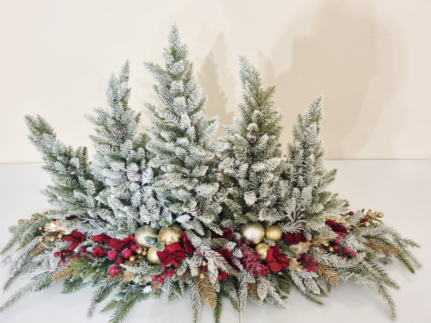 Fiori Di Lena Centrotavola con Paesaggio Natalizio e 5 Alberi