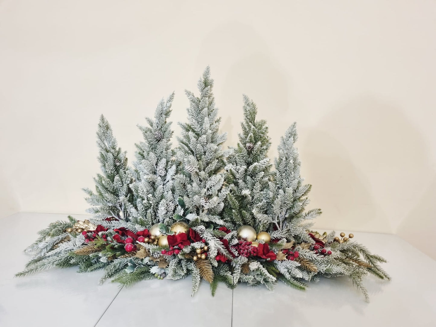 Fiori Di Lena Centrotavola con Paesaggio Natalizio e 5 Alberi