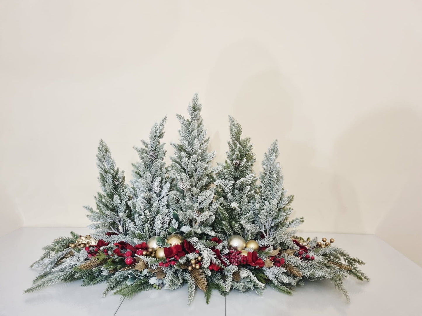 Fiori Di Lena Centrotavola con Paesaggio Natalizio e 5 Alberi