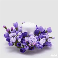 EDG Enzo De Gasperi Portacandela Corona Crocus-Mix D 21 Cm Int.8 Cm Viola Mix