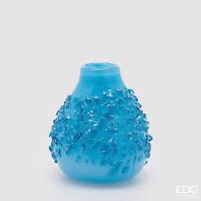 EDG Enzo De Gasperi Vaso Goccia Azzurro in Vetro 28cm D27