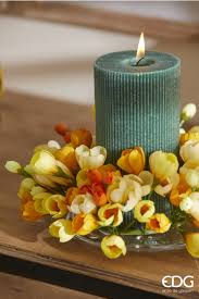 EDG Enzo De Gasperi Portacandela Corona Crocus-Mix D 13 Cm Int. 3,5 Cm Giallo