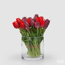 EDG Enzo De Gasperi Set 2 Bouquet Di Tulipani Rosso H28 cm