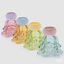 EDG Enzo De Gasperi Vaso Fiore in vetro con piede D15xH15.5 cm 4 varianti(1 unità)