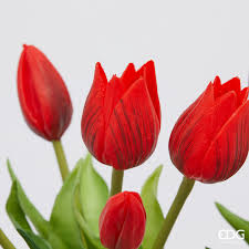 EDG Enzo De Gasperi Set 2 Bouquet Di Tulipani Rosso H28 cm