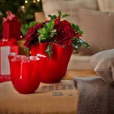 EDG Enzo De Gasperi Vaso Drappo Vetro H 14 Cm D 17 Cm rosso