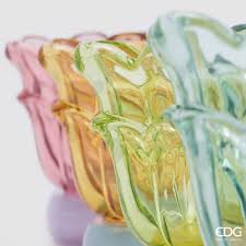 EDG Enzo De Gasperi Vaso Fiore in vetro con piede D15xH15.5 cm 4 varianti(1 unità)