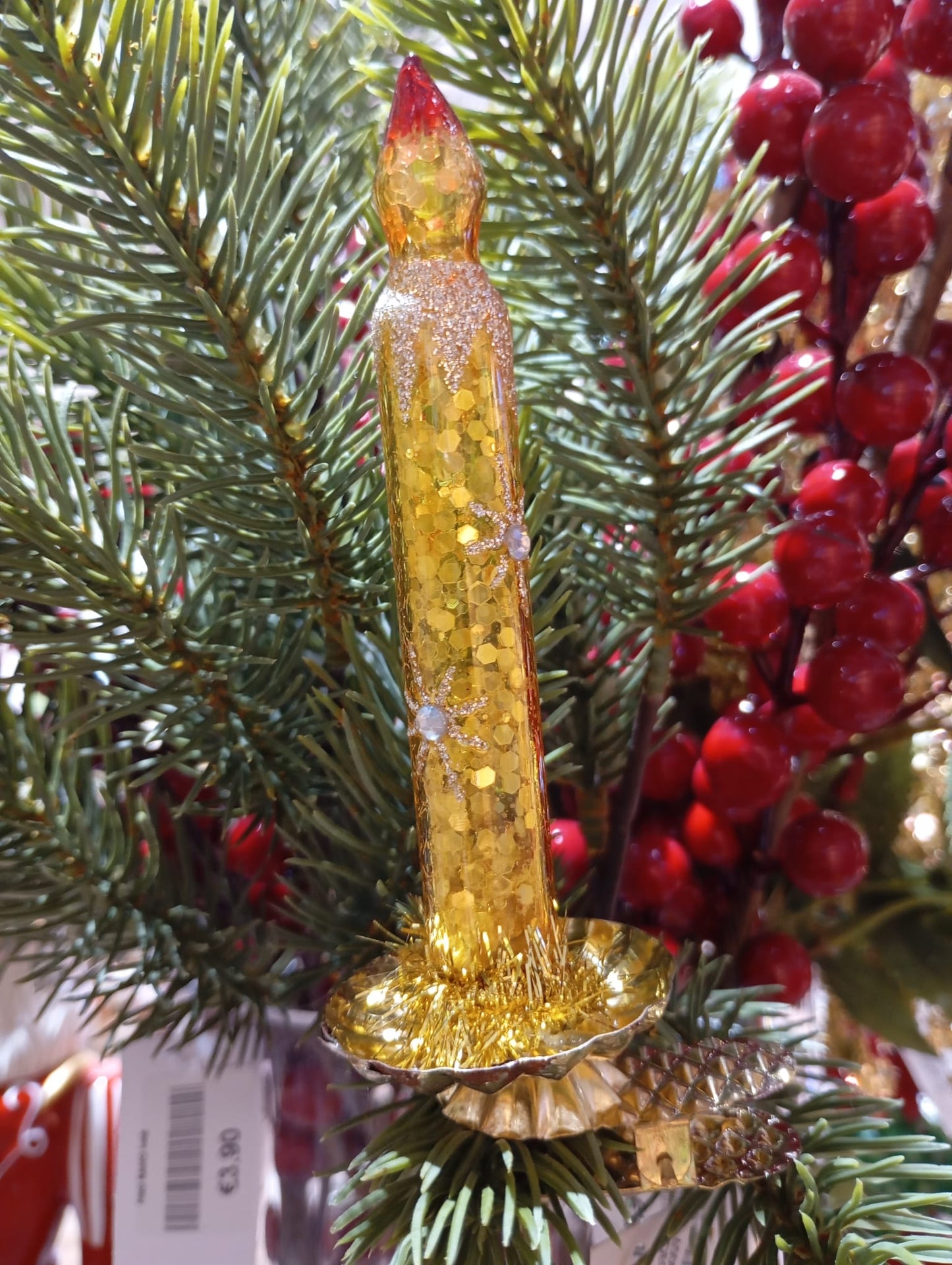 EDG Enzo De Gasperi Addobbo Candela con Clip  h.18 cm Giallo