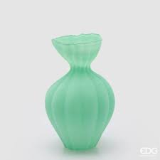 EDG Enzo De Gasperi Vaso Flow Sinuoso Waterproof in Vetro Satinato Verde H30.5 D19.5