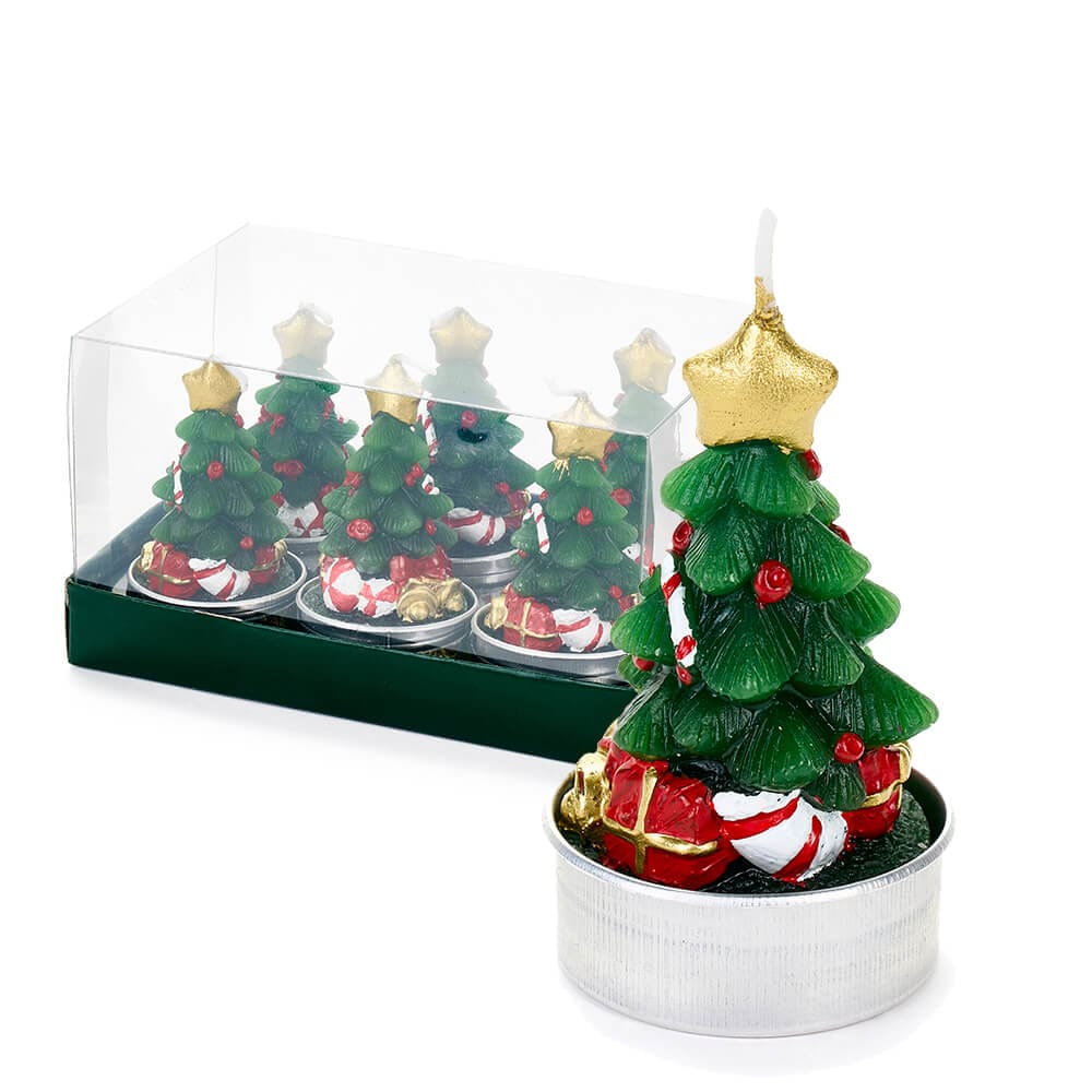 Nuvole di Stoffa 6 Candele Tea Light Albero con Pacchi 3,5h