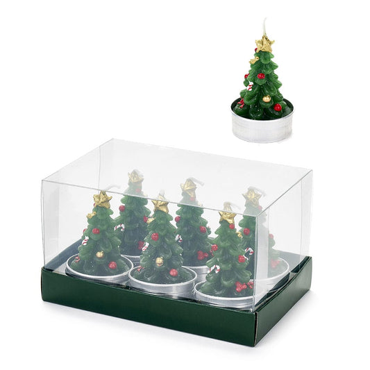 Nuvole di Stoffa 6 Candele Tea Light Albero con Candy Canes 4h