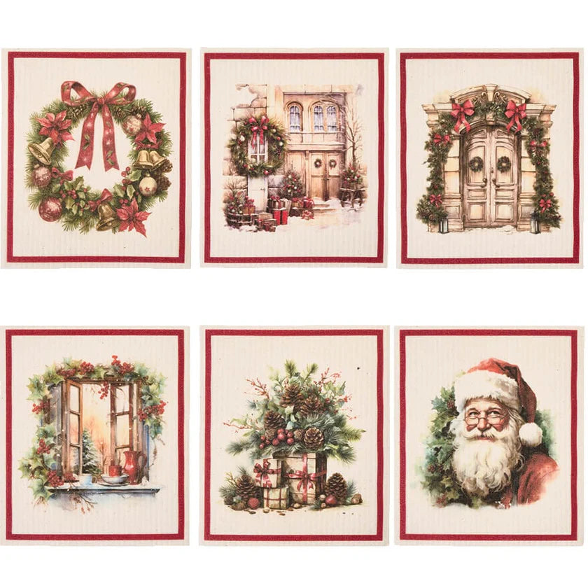Nuvole di Stoffa Set 6 spugne di natale "Christmas is Coming" 17.2x19.4 cm