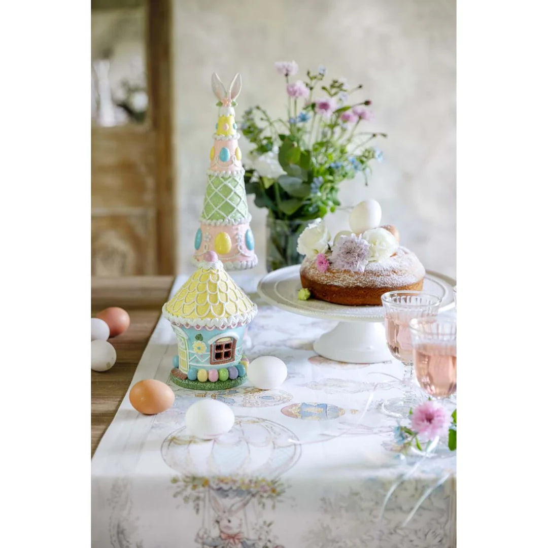 Blanc Mariclò Runner di pasqua in cotone con gala "Rococo" 55x160 cm