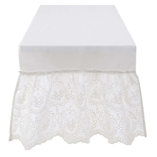 Blanc Mariclò Runner in cotone con gala "Tintoretto" shabby 50x190 cm