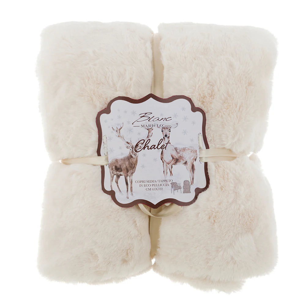 Blanc Mariclò Plaid natalizio bianco in ecopelliccia "Chalet" 127x152 cm