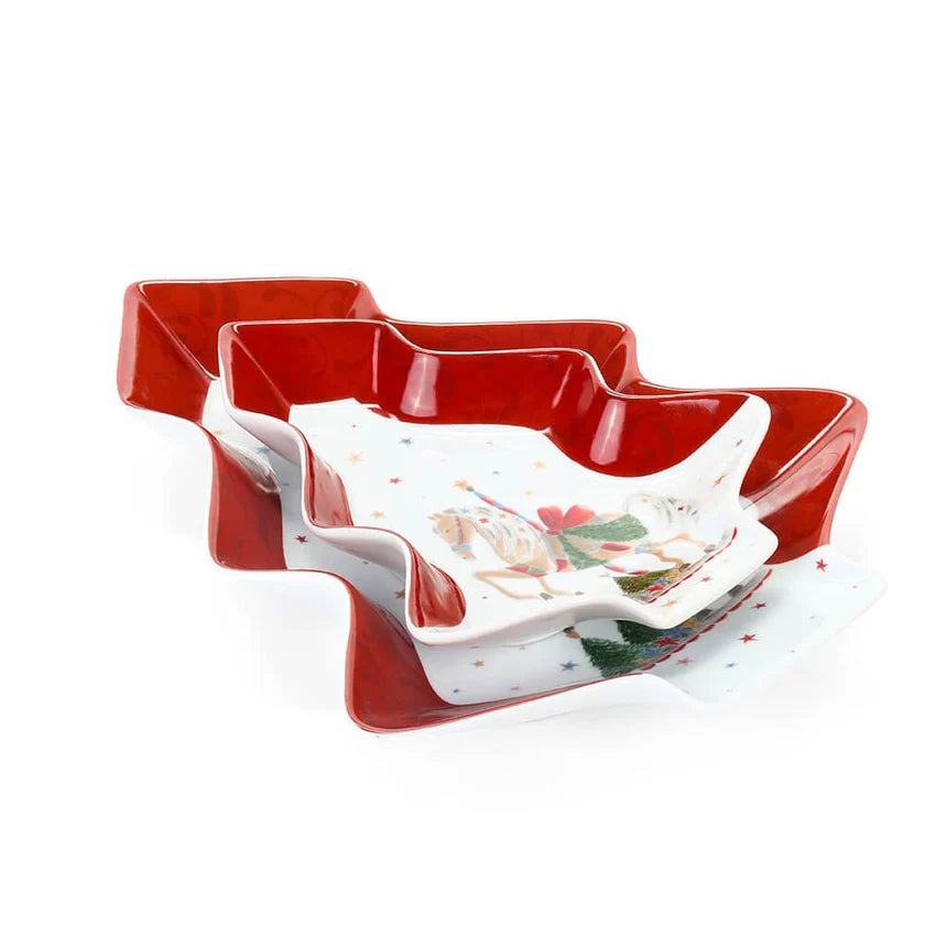 Nuvole di Stoffa Set 2 Piatti albero di natale "Giostra" H19-27 cm