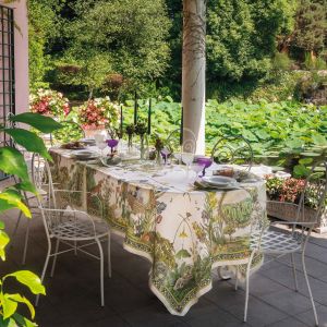 Tessitura Toscana Telerie Tovaglia Bunny Garden Crema Cm 160x270