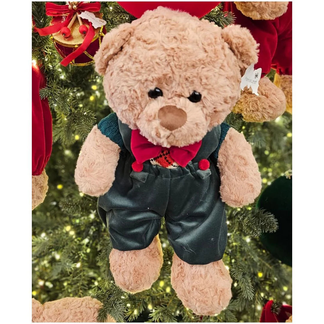 Fiori Di Lena Peluche Orsetto Di Natale Con Vestito Verde H40