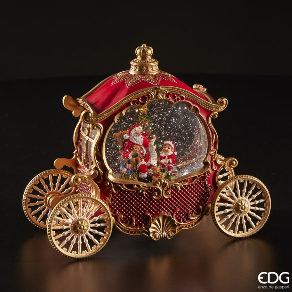 EDG Carrozza con Babbo Natale di Lusso con Musica e Luci LED 23x26cm