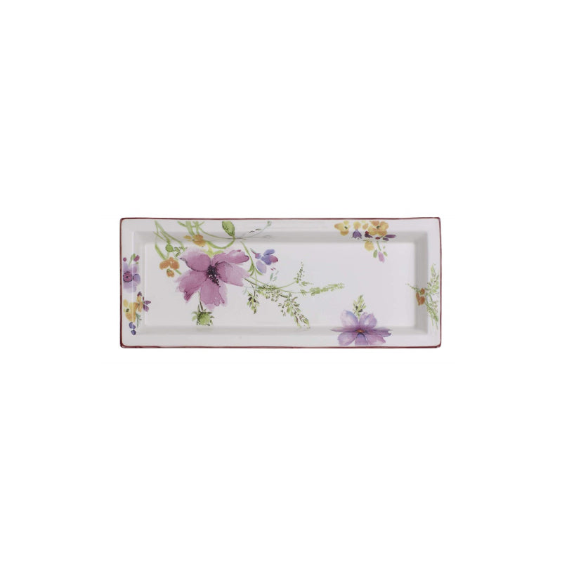 Villeroy & Boch Mariefleur Gifts Ciotola Rettangolare da Portata in Porcellana Premium con Disegno a Fiori, Romantico Stile Country, Bianco/Multicolore