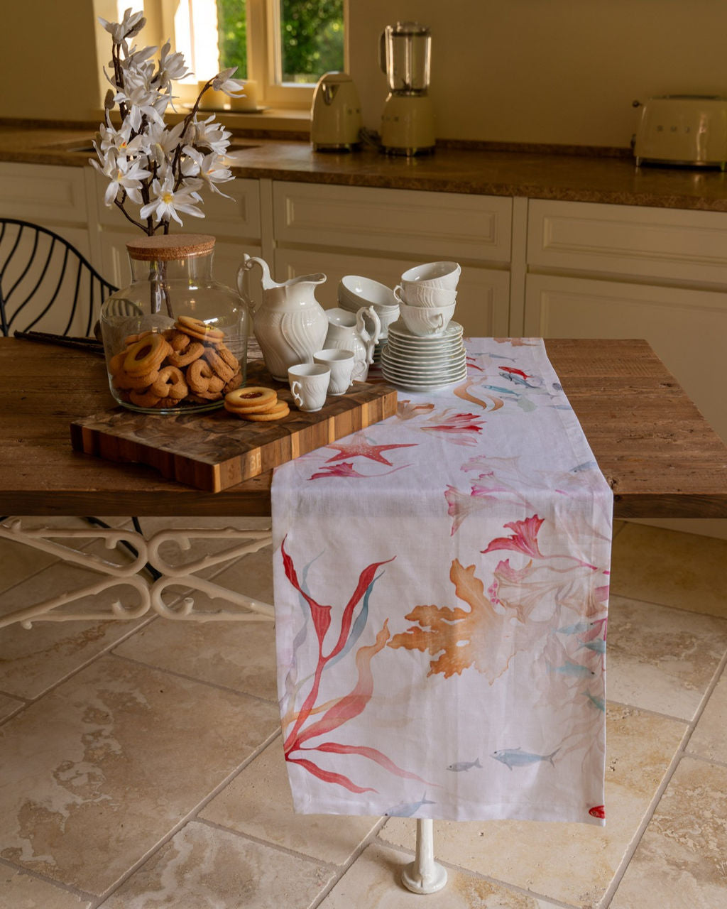 Tessitura Toscana Telerie Runner Tavolo Vis a Vis Ondiva di Lino 50x170cm