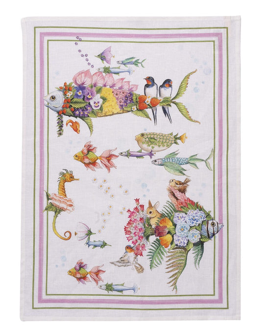 Tessitura Toscana Telerie PESCIFLORA CANOVACCIO DA CUCINA DI LINO 50X70CM