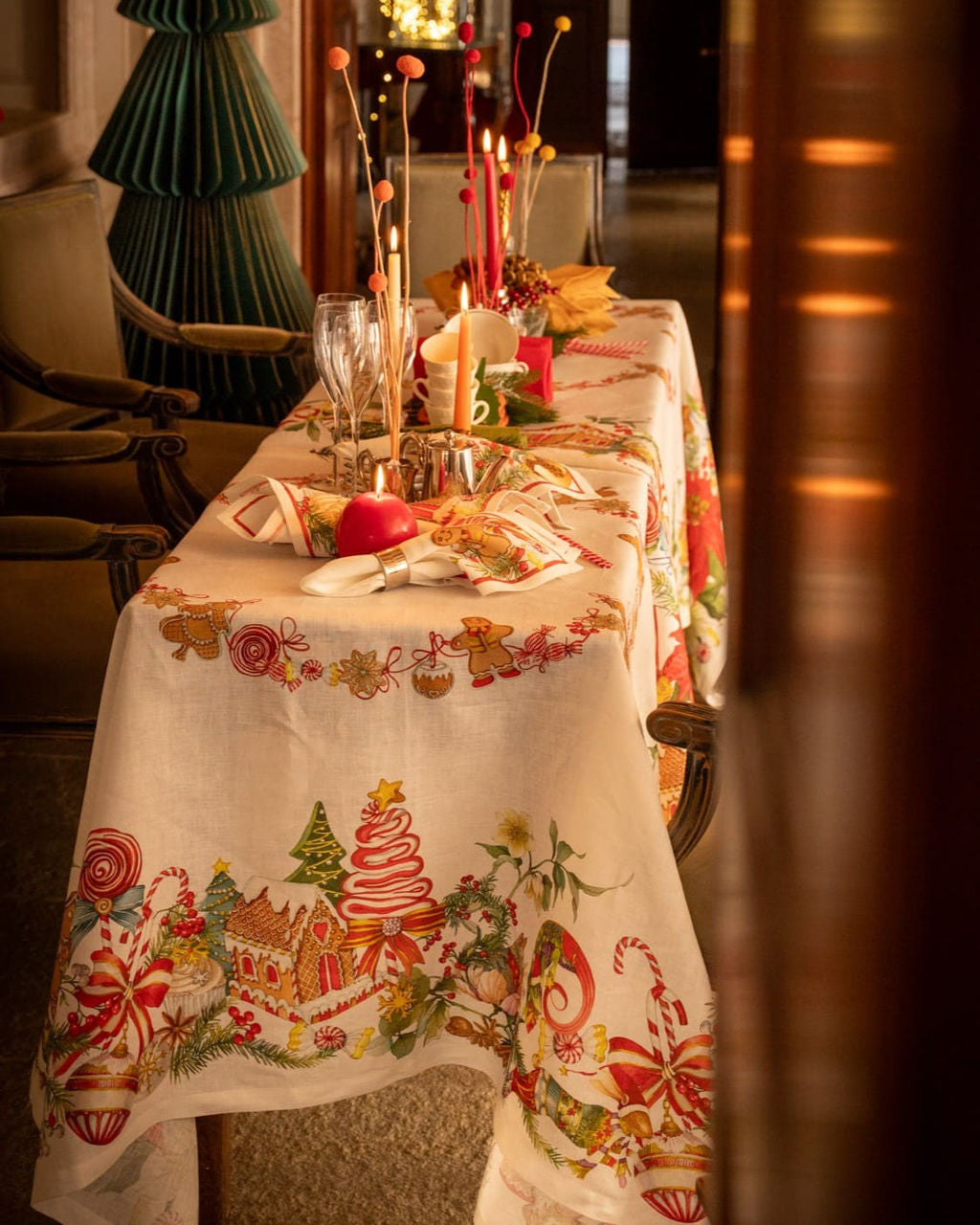 TESSITURA TOSCANA TELERIE MARZAPEPE RUNNER TAVOLO VIS A VIS DI LINO  50X170