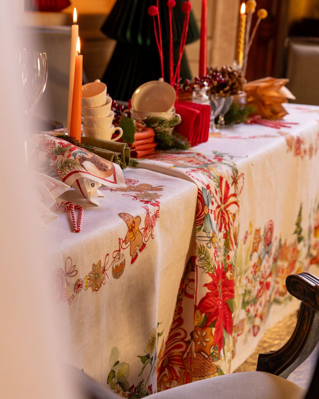 TESSITURA TOSCANA TELERIE MARZAPEPE RUNNER TAVOLO VIS A VIS DI LINO  50X170