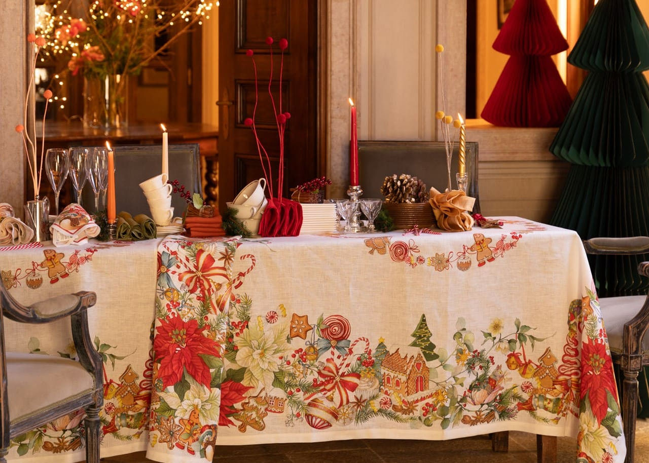 TESSITURA TOSCANA TELERIE MARZAPEPE RUNNER TAVOLO VIS A VIS DI LINO  50X170