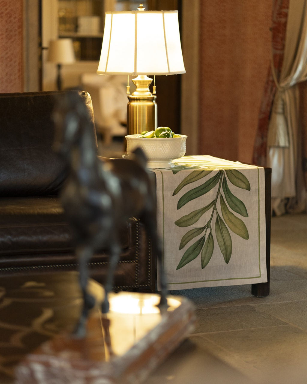 TESSITURA TOSCANA TELERIE TAMARINDO RUNNER TAVOLO VIS A VIS DI LINO 50X170