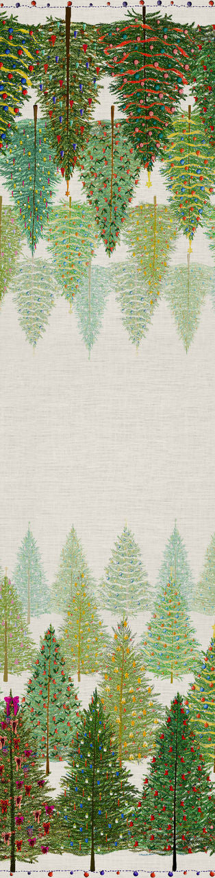 TESSITURA TOSCANA TELERIE FAIRY TREES  RUNNER TAVOLO VIS A VIS DI LINO  50X170CM