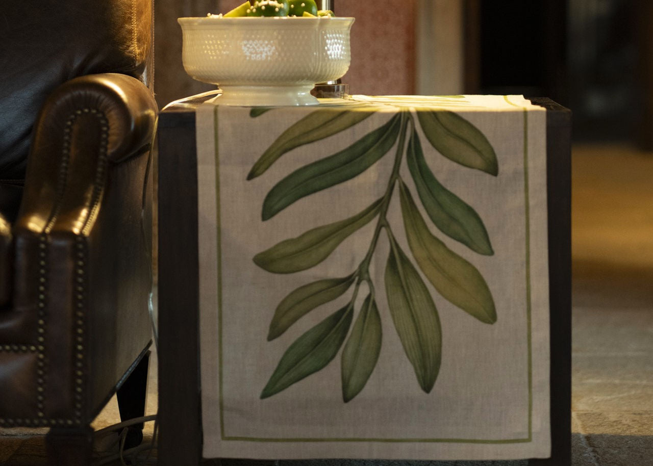 TESSITURA TOSCANA TELERIE TAMARINDO RUNNER TAVOLO VIS A VIS DI LINO 50X170