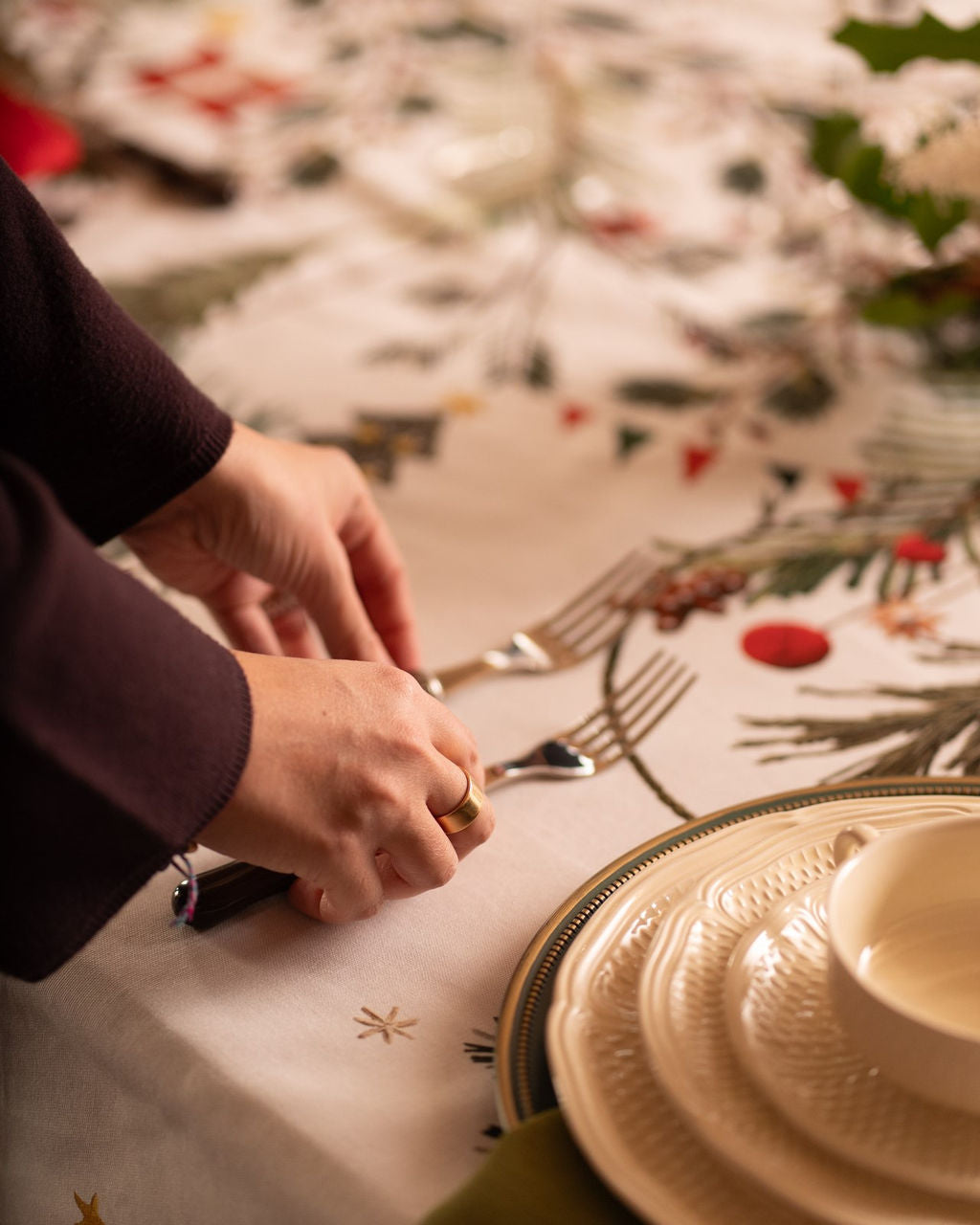 TESSITURA TOSCANA TELERIE RUDY RUNNER TAVOLO VIS A VIS DI COTONE 45X170CM