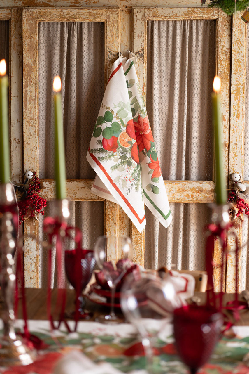 TESSITURA TOSCANA TELERIE GARLAND  GLEE CANOVACCIO DA CUCINA DI LINO RED
