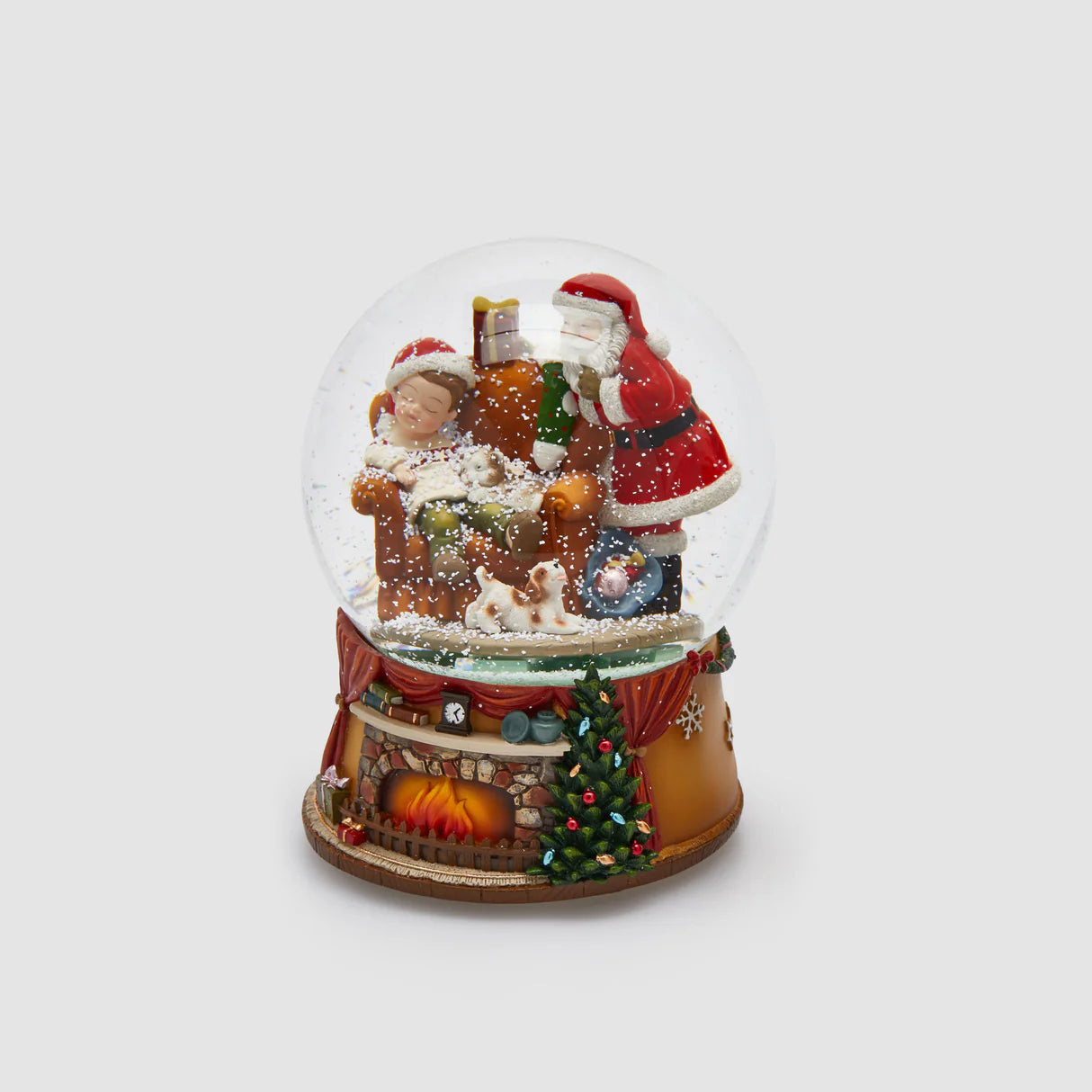 EDG Enzo De Gasperi Globo di Neve Babbo Natale con Camino Musica e Movimento 20x15cm