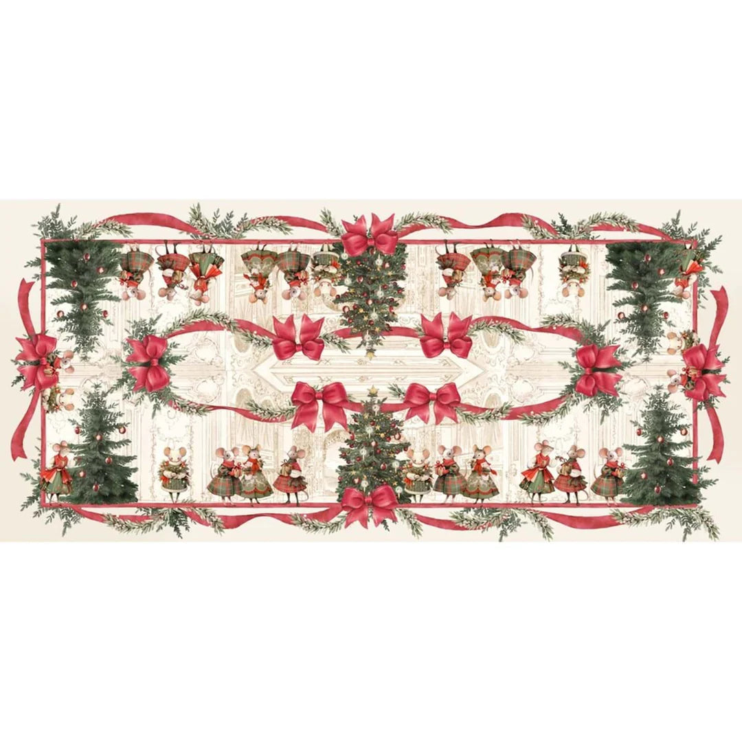 Blanc Mariclò Tovaglia natalizia con topini "Favola di Natale" 160x350 cm