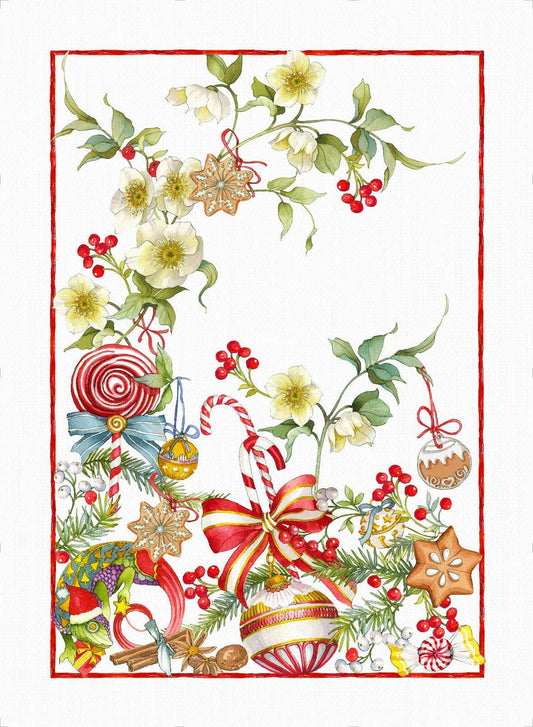 TESSITURA TOSCANA TELERIE MARZAPEPE CANOVACCIO DI LINO  50X70CM PALLINE