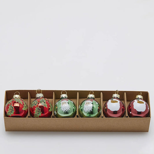 EDG Enzo De Gasperi Addobbi Set 6 Palle Natale Babbo in Vetro Ø4cm EDG Green Red