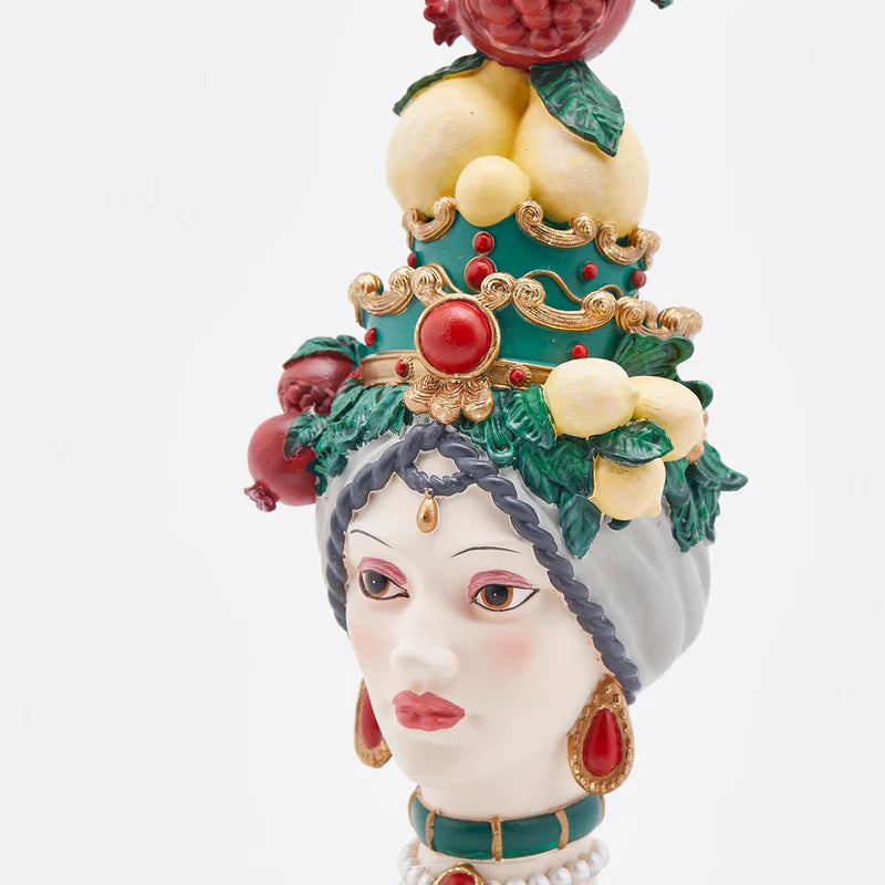 EDG Enzo De Gasperi Portacandela Sicily Pomegrane Verde H36 cm